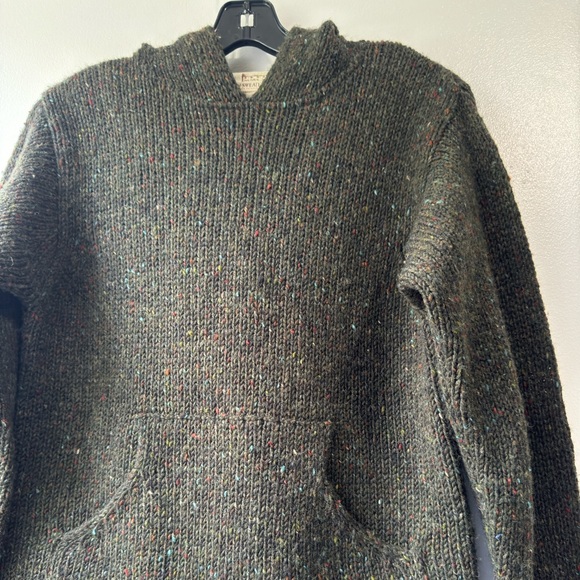 Aran Unisex Sweater Market Wool Hoodie With Pouch Pocket Size XS - Picture 7 of 13